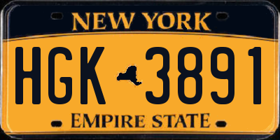 NY license plate HGK3891