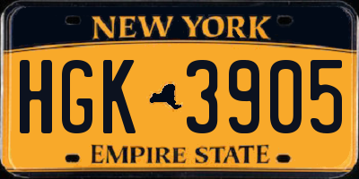 NY license plate HGK3905