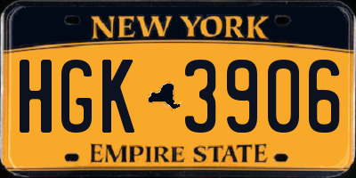 NY license plate HGK3906