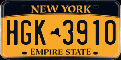 NY license plate HGK3910