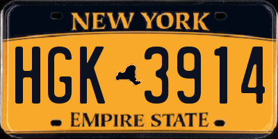 NY license plate HGK3914