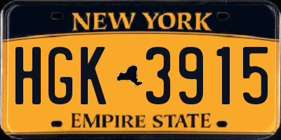 NY license plate HGK3915
