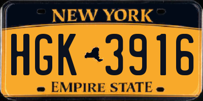 NY license plate HGK3916