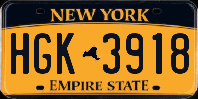 NY license plate HGK3918