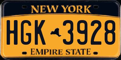 NY license plate HGK3928