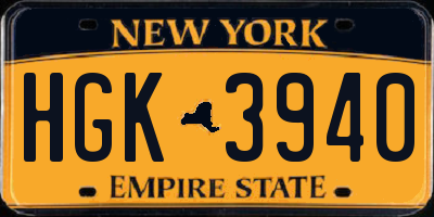 NY license plate HGK3940
