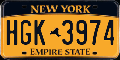 NY license plate HGK3974