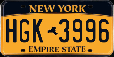 NY license plate HGK3996