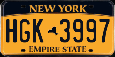 NY license plate HGK3997