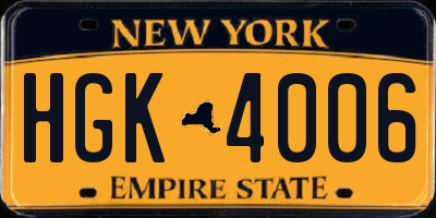 NY license plate HGK4006