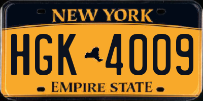 NY license plate HGK4009