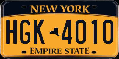 NY license plate HGK4010