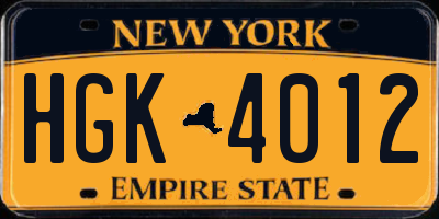 NY license plate HGK4012