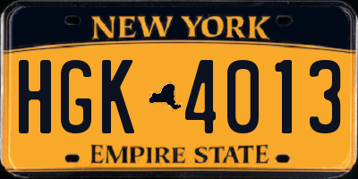 NY license plate HGK4013