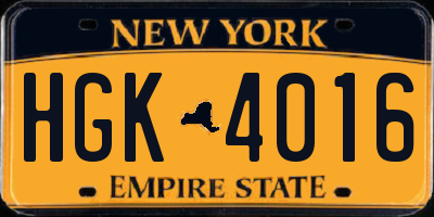 NY license plate HGK4016