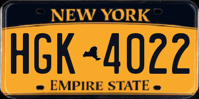 NY license plate HGK4022