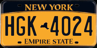 NY license plate HGK4024