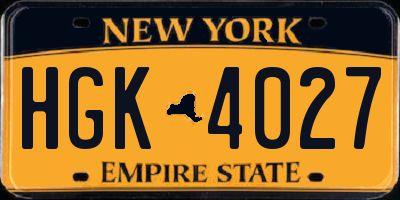 NY license plate HGK4027