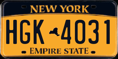 NY license plate HGK4031