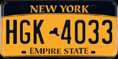 NY license plate HGK4033