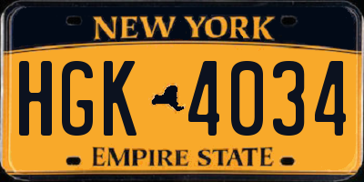 NY license plate HGK4034