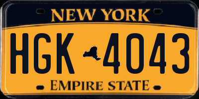 NY license plate HGK4043