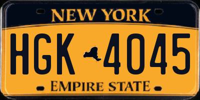 NY license plate HGK4045