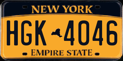 NY license plate HGK4046