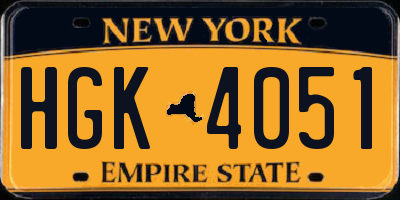 NY license plate HGK4051