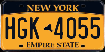 NY license plate HGK4055