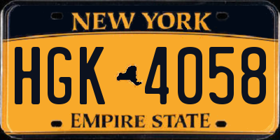 NY license plate HGK4058