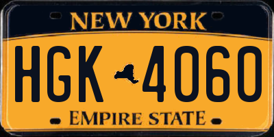 NY license plate HGK4060