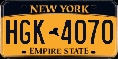 NY license plate HGK4070