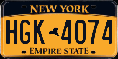 NY license plate HGK4074