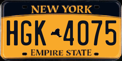NY license plate HGK4075