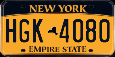 NY license plate HGK4080
