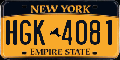 NY license plate HGK4081