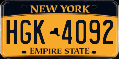 NY license plate HGK4092