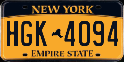 NY license plate HGK4094