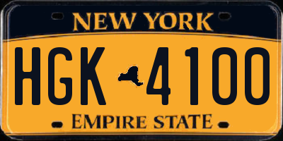 NY license plate HGK4100