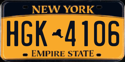 NY license plate HGK4106