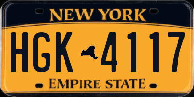 NY license plate HGK4117
