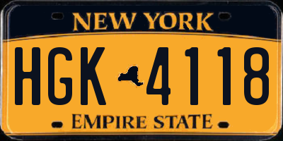 NY license plate HGK4118