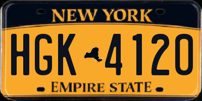 NY license plate HGK4120