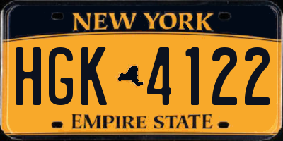 NY license plate HGK4122