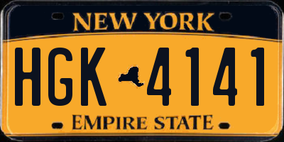 NY license plate HGK4141