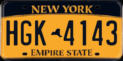 NY license plate HGK4143