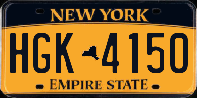 NY license plate HGK4150
