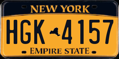 NY license plate HGK4157