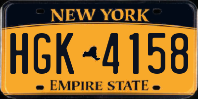 NY license plate HGK4158